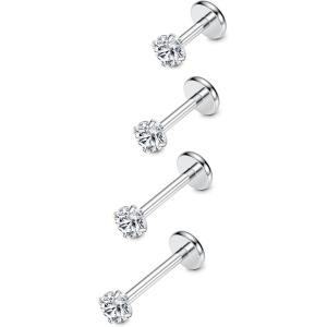 imageORAZIO 48 Pcs 18G Stainless Steel Nose Piercing Lip Rings Studs Ear Piercings 6mmB 4pcs  612mm