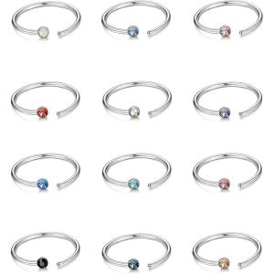imageORAZIO 512Pcs 20G Stainless Steel Nose Ring Hoop CZ Body Ear Piercing 5 Mixed ColorsG12Pcs20G Inner Diameter8mm