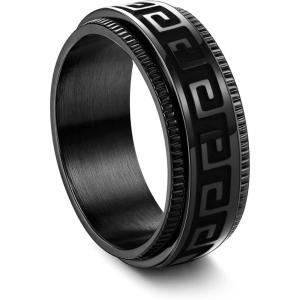imageORAZIO Stainless Steel Fidget Ring Black Spinner Ring For Men Women Anxiety Stress Relieving Spinning Ring Cool Male Spin Ring Men Wedding Engagement Promise Band Rings 8MM WideBlack