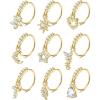 imageORAZIO 9Pcs 20G Dangle Nose Rings Hoops for Women Men Flower Butterfly Cross Heart Moon Star Cubic Zirconia Cartilage Earring Cute Dangling Nose Ring SilverGoldBlackRose Gold Tone Nose Piercing JewelryGold Tone