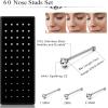 imageORAZIO 100pcs Nose Rings L Shaped Screw Bone Nose Studs Ring 15mm 2mm 25mm Stainless Steel Piercing JewelryA
