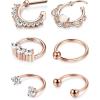 imageORAZIO 6PCS 16G 316L Stainless Steel Septum Hoop Nose Ring 8MM Horseshoe Rings Cartilage Clicker Piercing Jewelry 3 Colors