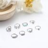 imageORAZIO 8Pcs 20G Stainless Steel Nose Hoop Ring for Women Men Paved CZ Cross Moon Flower Crawler Cartilage Earrings Nose Piercing Hoop Body Piercing JewelrySliverTone