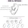 imageORAZIO 9Pcs 20G Nose Rings Paved CZ Stainless Steel Hoops for Women Men Silver Rose Gold Plated Piercings Jewelry Opal 8mm