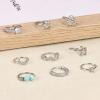imageORAZIO 9Pcs 20G Nose Rings Paved CZ Stainless Steel Hoops for Women Men Silver Rose Gold Plated Piercings Jewelry Opal 8mm