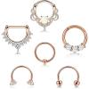imageORAZIO 6PCS 16G 316L Stainless Steel Septum Hoop Nose Ring 8MM Horseshoe Rings Cartilage Clicker Piercing Jewelry 3 Colors