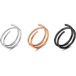imageORAZIO G23 Titanium Nose Ring Double Nose Hoop Ring for Single Piercing 20G Nose Rings Twist Hoop Nose Ring for Women Men Spiral Nose Piercings Handmade Cartilage Piercing