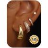 imageORAZIO Small Gold Hoop Earrings for Women Hypoallergenic 14K Gold Plated Chunky Huggie Earring Sets for Multiple Piercing Dainty Earing Stacks Set Cute Silver Cartilage Jewelry Trendy Gifts14K GoldChunky Classic