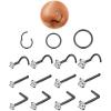 imageORAZIO Nose Rings for Women  14K Gold Filled Hypoallergenic Surgical Steel Nose Ring Hoops 18G20G Small Cute CZ Straight Screw L Shaped Nose Studs Piercings Jewelry for Women Men 15PcsBlack