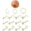 imageORAZIO Nose Rings for Women  14K Gold Filled Hypoallergenic Surgical Steel Nose Ring Hoops 18G20G Small Cute CZ Straight Screw L Shaped Nose Studs Piercings Jewelry for Women Men 15Pcs14K Gold Filled