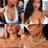 image:imageORAZIO Initial Cuban Link Chain Necklace for Women Silver 18K Gold Plated Cursive Letter Name Necklaces Layered Iced Out Chain Necklace Hip Hop Jewelry18k Gold Plated