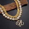 image:imageORAZIO Initial Cuban Link Chain Necklace for Women Silver 18K Gold Plated Cursive Letter Name Necklaces Layered Iced Out Chain Necklace Hip Hop Jewelry18k Gold Plated