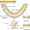 image:imageORAZIO Initial Cuban Link Chain Necklace for Women Silver 18K Gold Plated Cursive Letter Name Necklaces Layered Iced Out Chain Necklace Hip Hop Jewelry18k Gold Plated