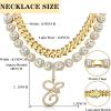 image:imageORAZIO Initial Cuban Link Chain Necklace for Women Silver 18K Gold Plated Cursive Letter Name Necklaces Layered Iced Out Chain Necklace Hip Hop Jewelry18k Gold Plated