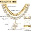 image:imageORAZIO Initial Cuban Link Chain Necklace for Women Silver 18K Gold Plated Cursive Letter Name Necklaces Layered Iced Out Chain Necklace Hip Hop Jewelry18k Gold Plated
