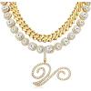 image:imageORAZIO Initial Cuban Link Chain Necklace for Women Silver 18K Gold Plated Cursive Letter Name Necklaces Layered Iced Out Chain Necklace Hip Hop Jewelry18k Gold Plated