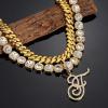 image:imageORAZIO Initial Cuban Link Chain Necklace for Women Silver 18K Gold Plated Cursive Letter Name Necklaces Layered Iced Out Chain Necklace Hip Hop Jewelry18k Gold Plated