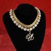 image:imageORAZIO Initial Cuban Link Chain Necklace for Women Silver 18K Gold Plated Cursive Letter Name Necklaces Layered Iced Out Chain Necklace Hip Hop Jewelry18k Gold Plated