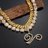 image:imageORAZIO Initial Cuban Link Chain Necklace for Women Silver 18K Gold Plated Cursive Letter Name Necklaces Layered Iced Out Chain Necklace Hip Hop Jewelry18k Gold Plated