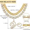image:imageORAZIO Initial Cuban Link Chain Necklace for Women Silver 18K Gold Plated Cursive Letter Name Necklaces Layered Iced Out Chain Necklace Hip Hop Jewelry18k Gold Plated
