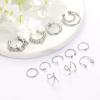 image:imageORAZIO 12Pcs Fake Nose Rings Hoop Stainless Steel Faux Septum Piercing Clip On Nose Septum Ring Faux NonPierced Nose Rings Earrings Jewelry