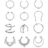 image:imageORAZIO 12Pcs Fake Nose Rings Hoop Stainless Steel Faux Septum Piercing Clip On Nose Septum Ring Faux NonPierced Nose Rings Earrings Jewelry