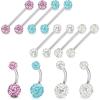 image:imageORAZIO 14G Nipplerings Nipple Tongue Belly Button Rings Stainless Steel Rhinestone Crystal Disco Ball Barbell Body Piercing Jewelry