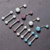image:imageORAZIO 14G Nipplerings Nipple Tongue Belly Button Rings Stainless Steel Rhinestone Crystal Disco Ball Barbell Body Piercing Jewelry