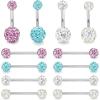 image:imageORAZIO 14G Nipplerings Nipple Tongue Belly Button Rings Stainless Steel Rhinestone Crystal Disco Ball Barbell Body Piercing Jewelry