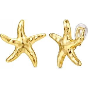 image:imageORAZIO Clip On Earrings Women Geometric Statement Unique Non Pierced Earrings 14K Gold Plated Knot Chunky Drop Dangle Hoop Stud Clipon Earrings for Women TrendyStyle FGold Plated