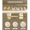 image:imageORAZIO 925 Sterling Silver Flat Back Stud Earrings for Women Hypoallergenic 14K Gold Plated Cartilage Earrings for Sensitive Ears Small CZ Opal Conch Helix Tragus Piercing Jewelry 3 Pairs 20GStyle3Gold Tone