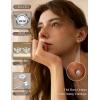 image:imageORAZIO 925 Sterling Silver Flat Back Stud Earrings for Women Hypoallergenic 14K Gold Plated Cartilage Earrings for Sensitive Ears Small CZ Opal Conch Helix Tragus Piercing Jewelry 3 Pairs 20GStyle4Silver Tone