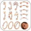 image:imageORAZIO 16g Rook Piercing Jewelry Surgical Steel Vertical Labret Lip Jewelry Gold Eyebrow Piercing Rook Daith Earrings for Women Cartilage Curved Barbell Daith Surface Tragus Piercing Jewelry 14 PcsRose Gold Plated