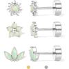 image:imageORAZIO 925 Sterling Silver Flat Back Stud Earrings for Women Hypoallergenic 14K Gold Plated Cartilage Earrings for Sensitive Ears Small CZ Opal Conch Helix Tragus Piercing Jewelry 3 Pairs 20GStyle1Silver Tone