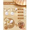 image:imageORAZIO Pearl Clip on Earrings for Women Danlge Fake Trendy Non Piercing Hypoallergenic Cute Pink Bow Clip on Earrings for Womengold plated bow a
