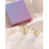 image:imageORAZIO Pearl Clip on Earrings for Women Danlge Fake Trendy Non Piercing Hypoallergenic Cute Pink Bow Clip on Earrings for Womengold plated bow a