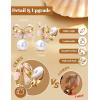 image:imageORAZIO Pearl Clip on Earrings for Women Danlge Fake Trendy Non Piercing Hypoallergenic Cute Pink Bow Clip on Earrings for Womengold plated bow b