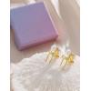 image:imageORAZIO Pearl Clip on Earrings for Women Danlge Fake Trendy Non Piercing Hypoallergenic Cute Pink Bow Clip on Earrings for Womengold plated dangle bow