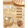 image:imageORAZIO Pearl Clip on Earrings for Women Danlge Fake Trendy Non Piercing Hypoallergenic Cute Pink Bow Clip on Earrings for Womengold plated dangle bow