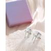 image:imageORAZIO Pearl Clip on Earrings for Women Danlge Fake Trendy Non Piercing Hypoallergenic Cute Pink Bow Clip on Earrings for Womensilver plateddangle bow