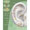 image:imageORAZIO 201816G Cartilage Earrings for Women Flat Back Earring Stacks Hypoallergenic Surgical Steel Flatback Stud Hoop Cartilage Earring Set Daith Conch Tragus Helix Piercing Jewelry Single PCStyle1Gold Plated