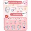 image:imageORAZIO Hypoallergenic Earrings for Girls Women Surgical Stainless Steel Screw Back Earrings Set for Sensitive Ears Cute Toddler Kids Stud Hoop Flower Butterfly Flat Back Earrings Over 4 Years OldColorfulFlat Back