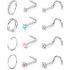 image:imageORAZIO Nose Rings for Women  14K Gold Filled Hypoallergenic Surgical Steel Nose Ring Hoops 18G20G22G Small Cute CZ Screw L Shaped Nose Studs Piercings Jewelry for Women Men 12PcsSilver Plated