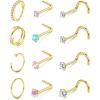 image:imageORAZIO Nose Rings for Women  14K Gold Filled Hypoallergenic Surgical Steel Nose Ring Hoops 18G20G22G Small Cute CZ Screw L Shaped Nose Studs Piercings Jewelry for Women Men 12PcsGold Plated