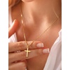 image:imageORAZIO Cross Necklace for Women 925 Sterling Silver or 18K Gold Plated Cross Necklaces Simple Box Chain Small Cross Pendant Choker Necklace Jewelry GiftsGold PlatedBoxLarge