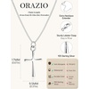 image:imageORAZIO Cross Necklace for Women 925 Sterling Silver or 18K Gold Plated Cross Necklaces Simple Box Chain Small Cross Pendant Choker Necklace Jewelry GiftsSilver PlatedBoxMedium