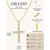 image:imageORAZIO Cross Necklace for Women 925 Sterling Silver or 18K Gold Plated Cross Necklaces Simple Box Chain Small Cross Pendant Choker Necklace Jewelry GiftsGold PlatedBoxCZ
