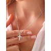 image:imageORAZIO Cross Necklace for Women 925 Sterling Silver or 18K Gold Plated Cross Necklaces Simple Box Chain Small Cross Pendant Choker Necklace Jewelry GiftsSilver PlatedBoxCZ