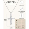 image:imageORAZIO Cross Necklace for Women 925 Sterling Silver or 18K Gold Plated Cross Necklaces Simple Box Chain Small Cross Pendant Choker Necklace Jewelry GiftsSilver PlatedBoxCZ