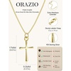 image:imageORAZIO Cross Necklace for Women 925 Sterling Silver or 18K Gold Plated Cross Necklaces Simple Box Chain Small Cross Pendant Choker Necklace Jewelry GiftsGold PlatedBoxMedium